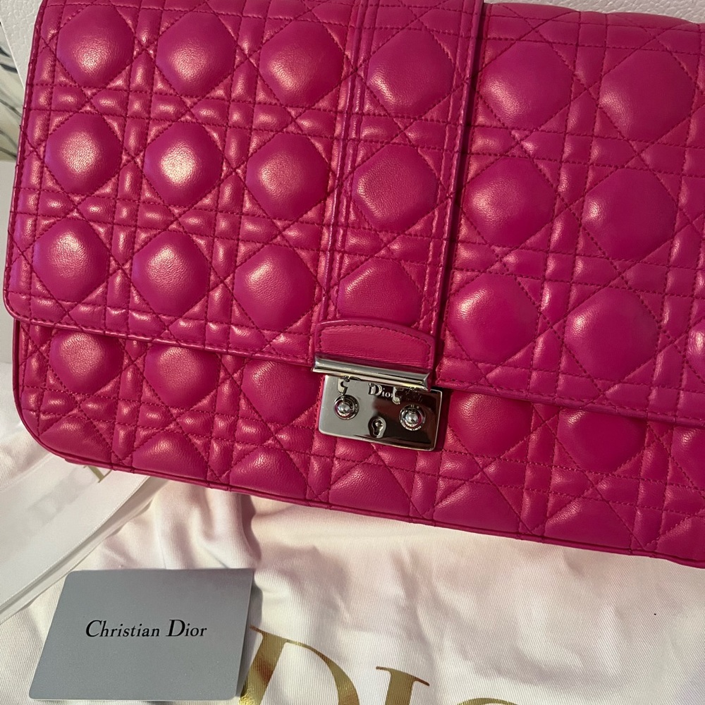 Christian Dior Fuchsia Cannage Quilted Lambskin Leather Miss Dior